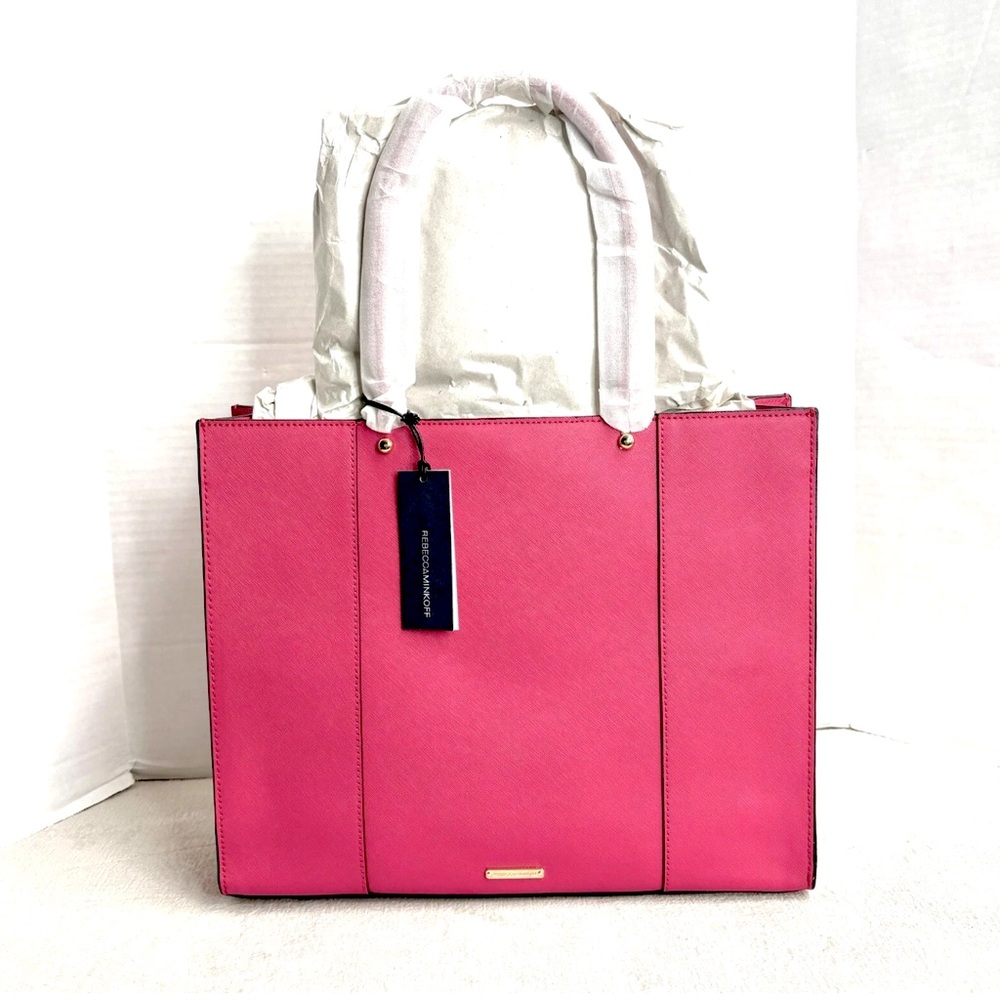 Rebecca Minkoff MAB Large Tote Bag Saffiano Leather in Magenta